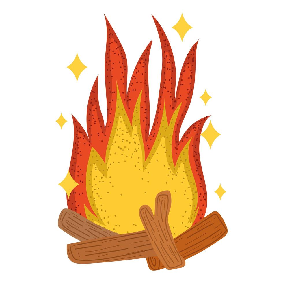 madeira de fogueira e chamas vetor