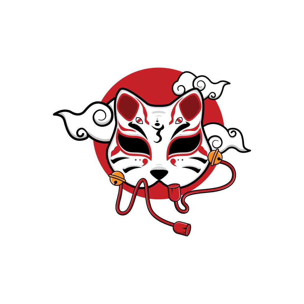 máscara kitsune japonesa vetor