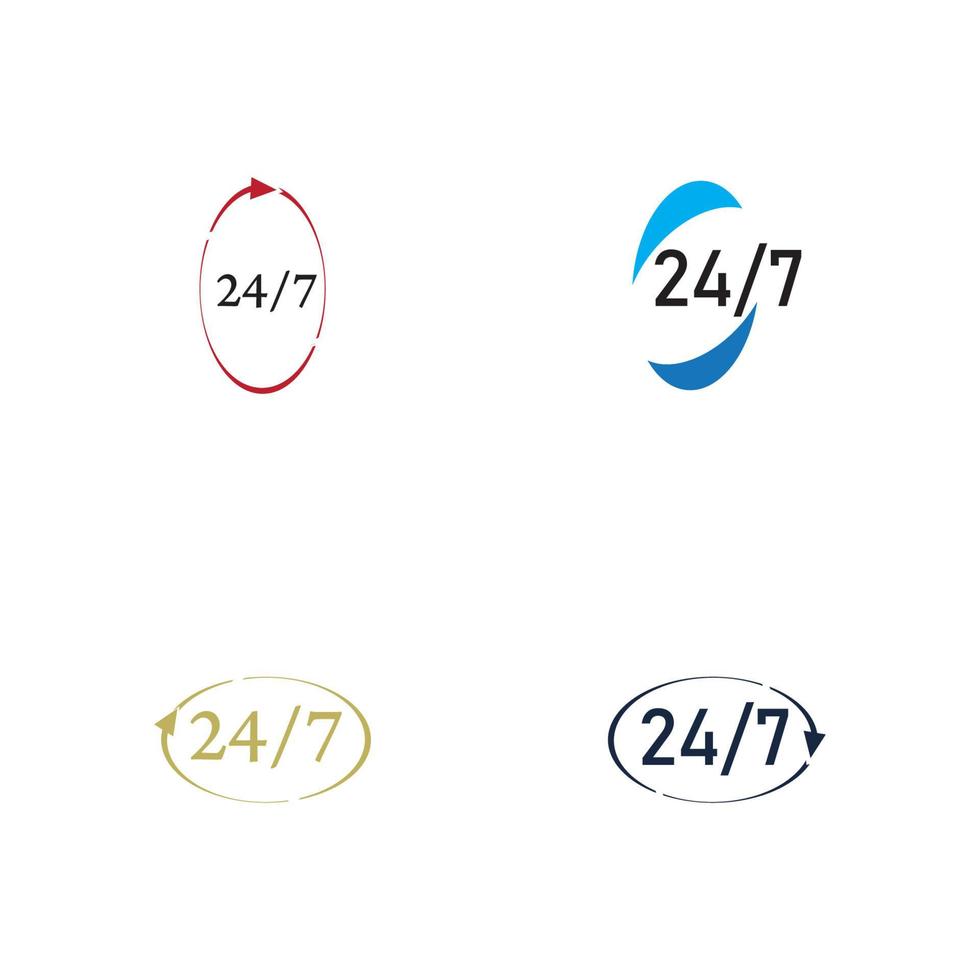 abrir 24-7 ícone vetor logotipo modelo ilustração design
