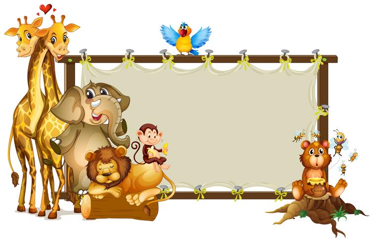 Design de moldura com animais selvagens vetor