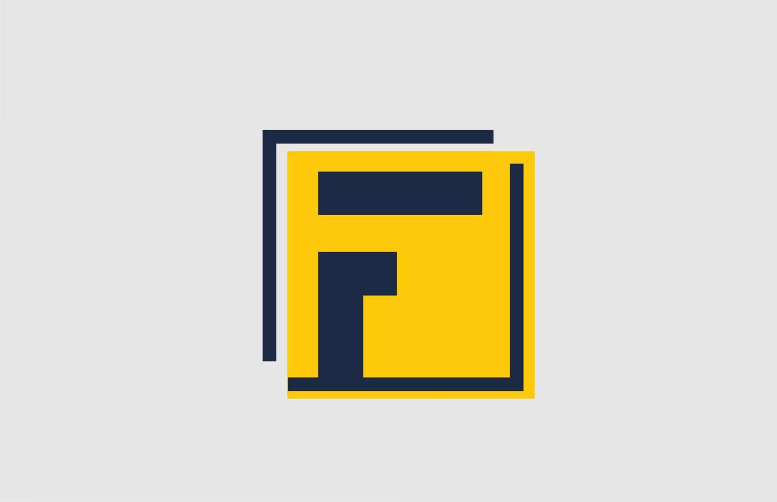f design do ícone do logotipo da letra do alfabeto quadrado azul amarelo para negócios e empresa vetor