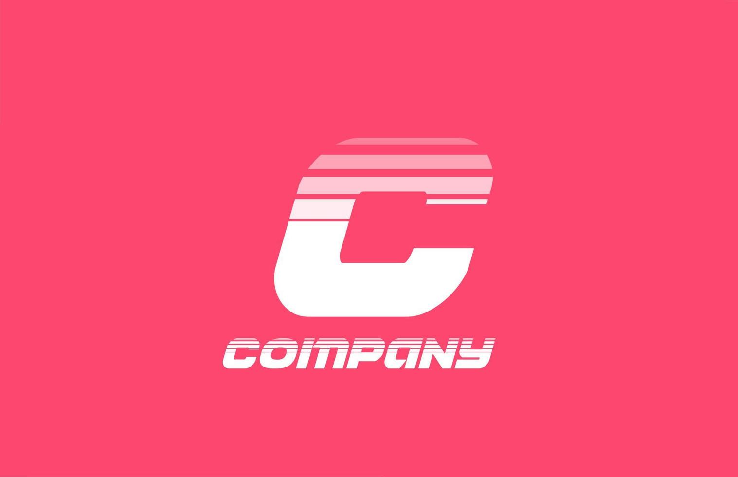 c ícone do logotipo da letra do alfabeto branco rosa para negócios e empresa com design de linha vetor