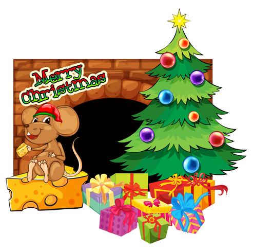 Modelo de cartão de Natal com árvore de Natal e presentes vetor
