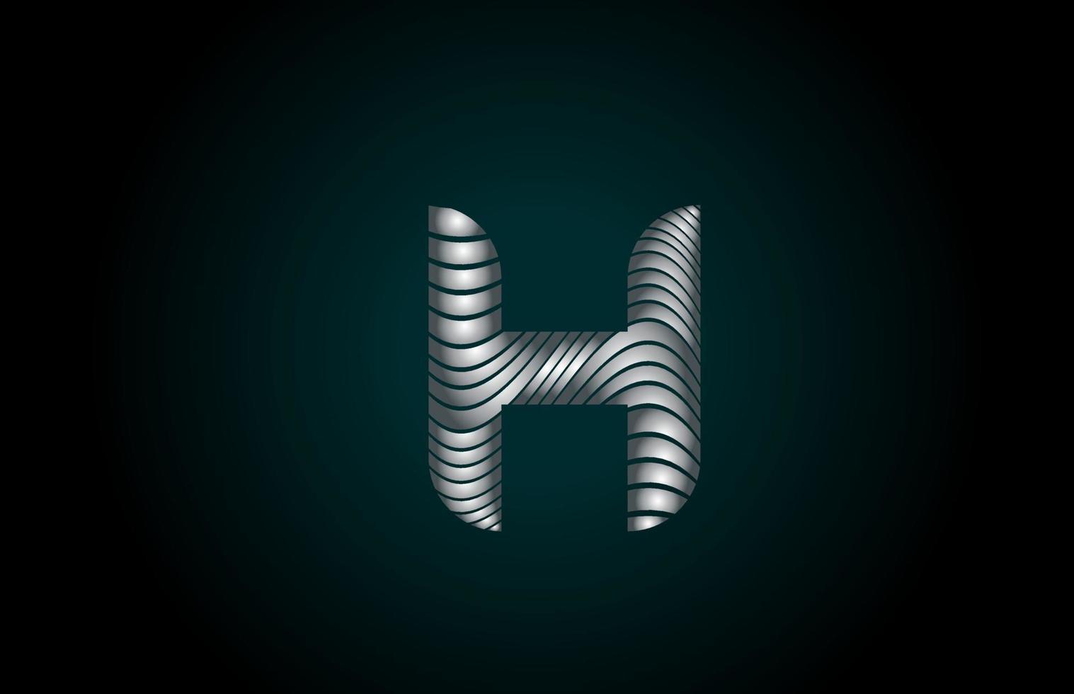 h ícone de logotipo de letra do alfabeto cinza prata para a empresa. design de linha metálica para identidade corporativa vetor