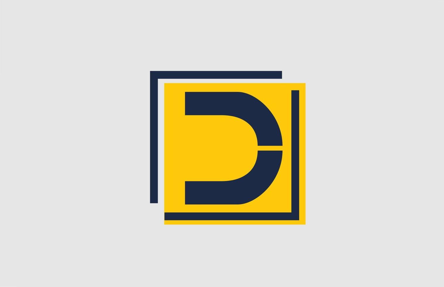 d design do ícone do logotipo da letra do alfabeto quadrado azul amarelo para negócios e empresa vetor