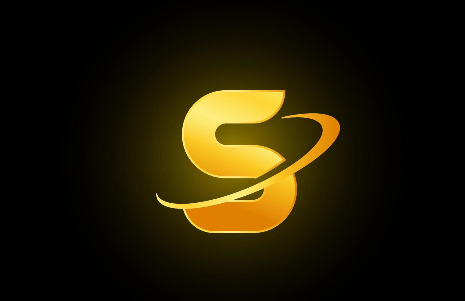 Ícone do logotipo da letra do alfabeto s para negócios e empresa com design dourado vetor