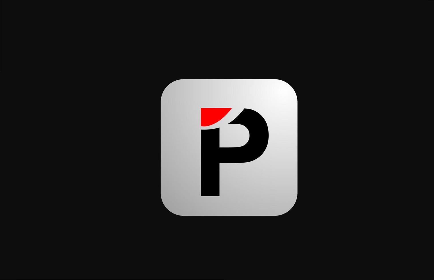 Ícone do logotipo da letra do alfabeto p para negócios e empresas com design simples em preto e branco vetor