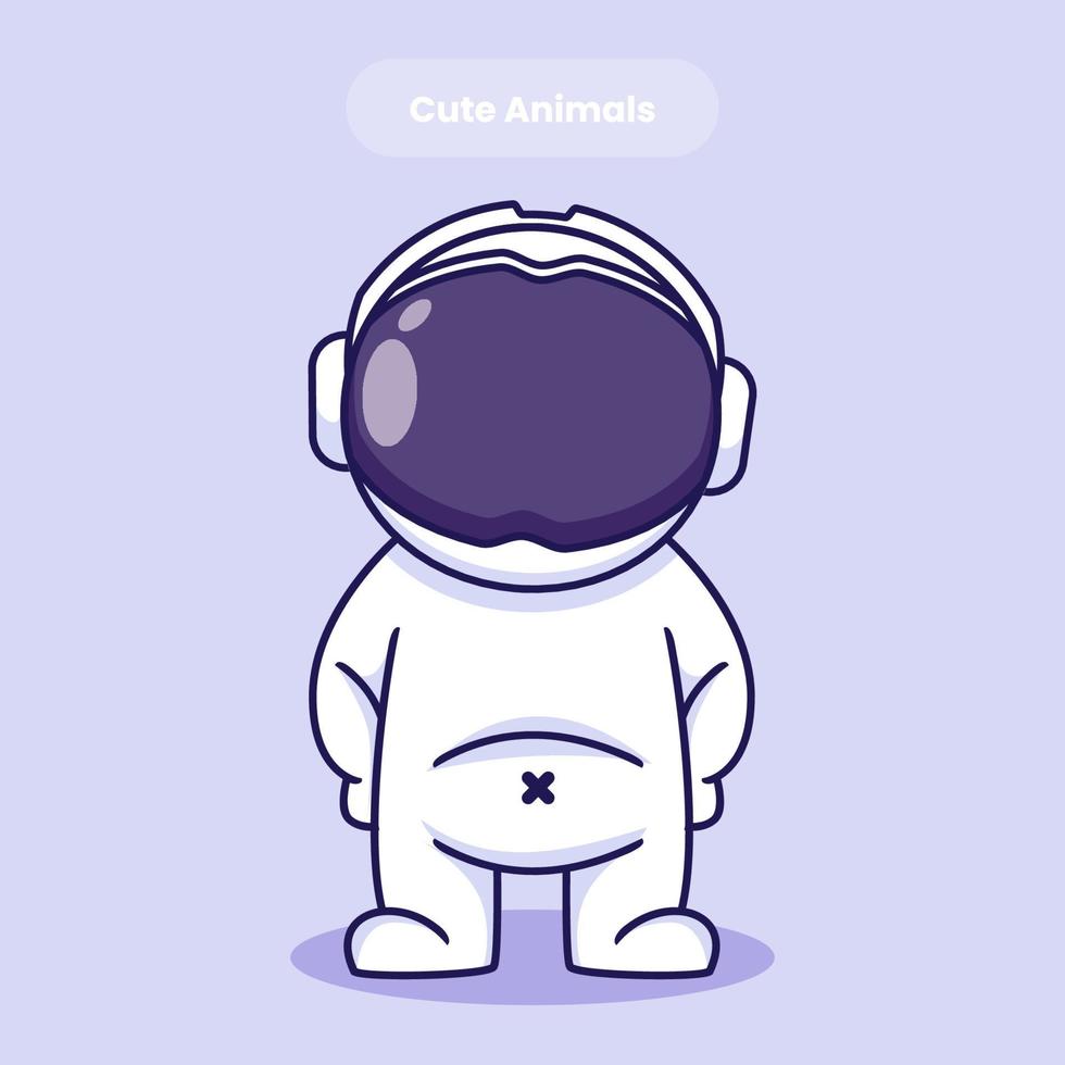 ilustração do ícone do vetor bonito dos desenhos animados de astronauta