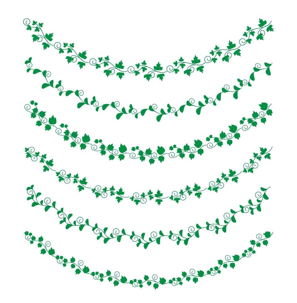 coleção de conjunto de elementos de bordas desenhadas à mão, vetor de ornamento floral redemoinho