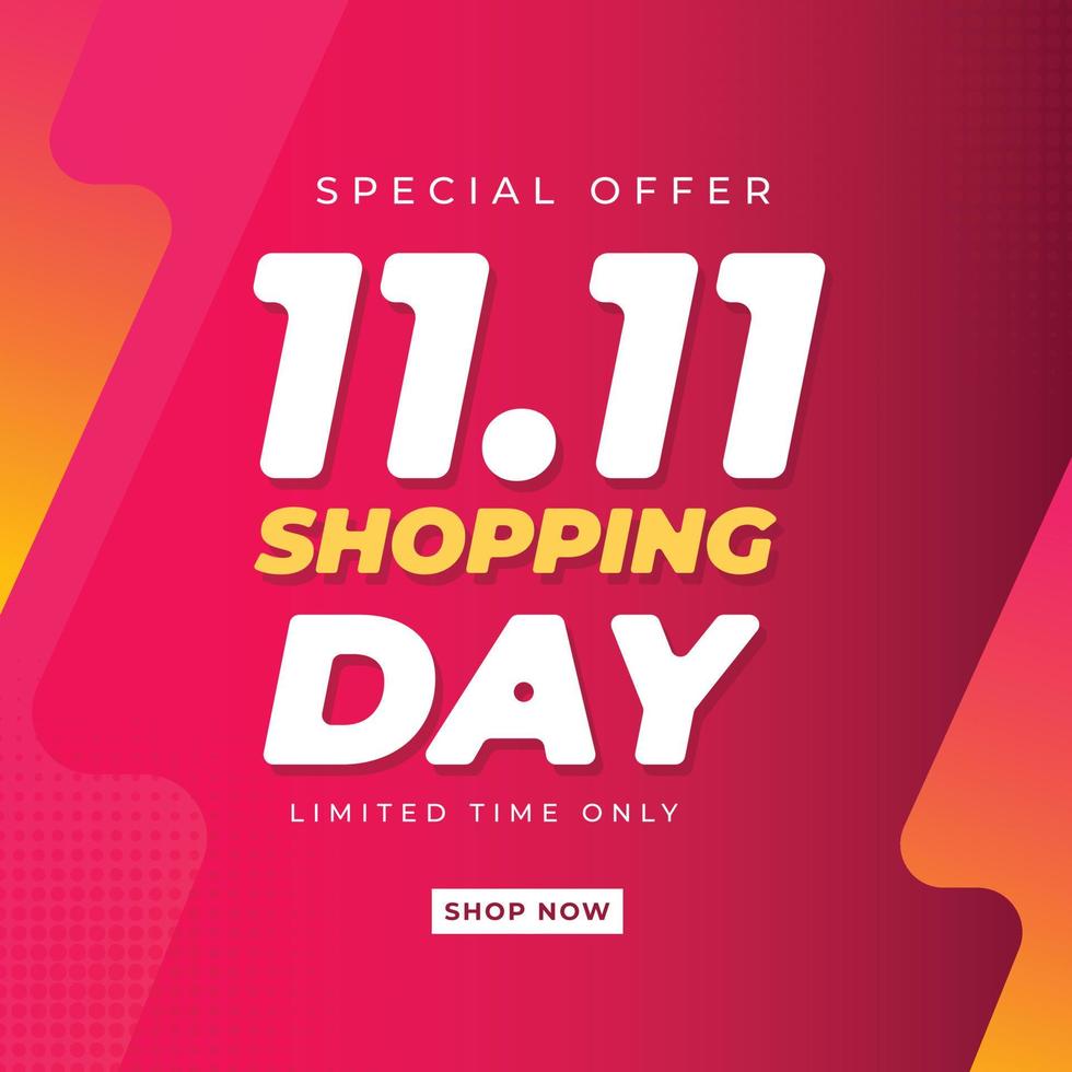 11 11 modelo de banner do dia de compras para solteiros. celebrações das compras online vetor