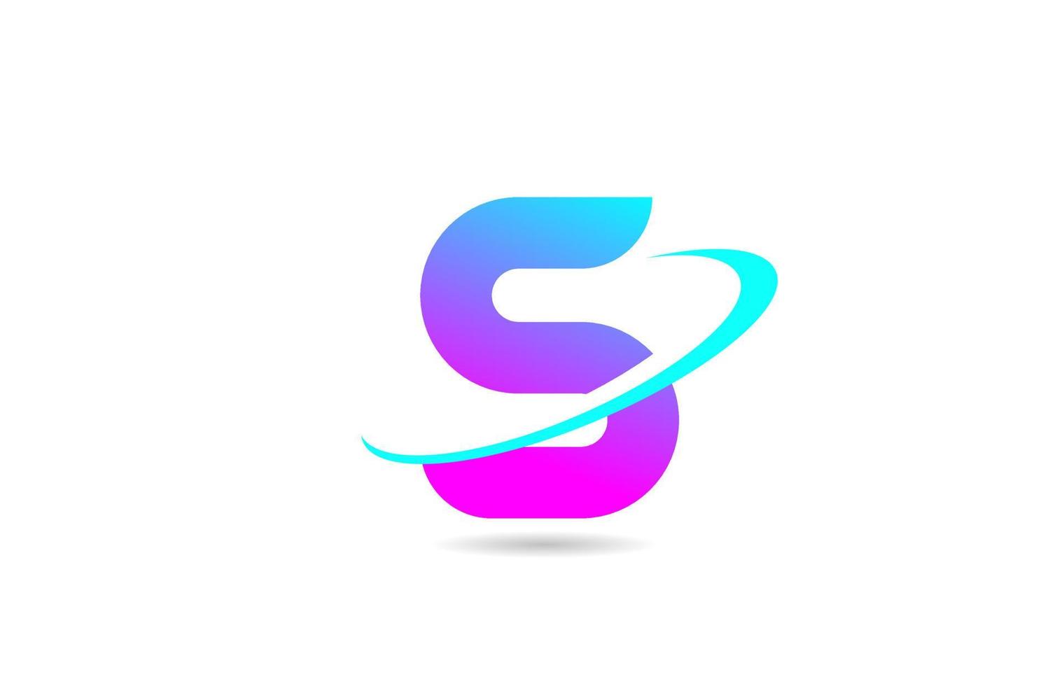 Projeto do ícone do logotipo da letra do alfabeto rosa azul s com swoosh para negócios e empresa vetor