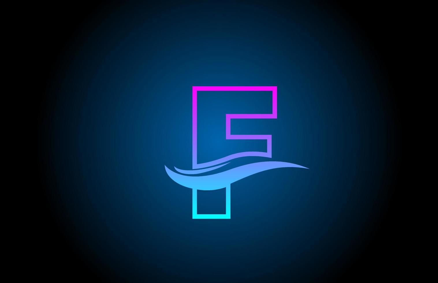 f ícone do logotipo da letra do alfabeto azul e rosa para negócios e empresas com design de linha simples vetor