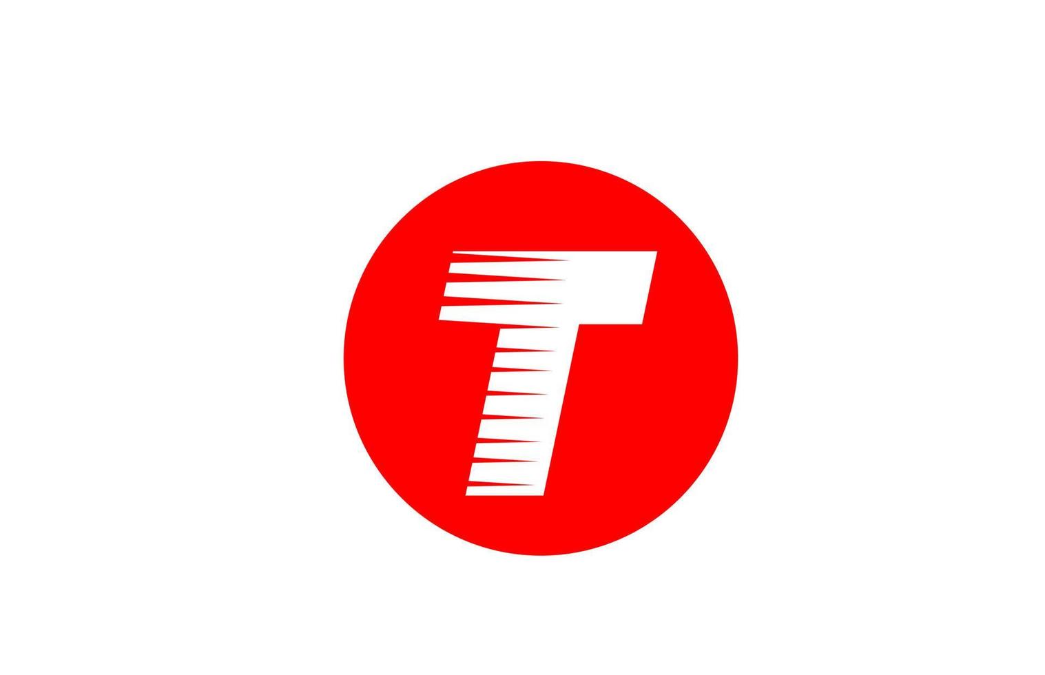 ícone do logotipo t da letra do alfabeto para empresa e negócios. design de ícone simples para identidade corporativa com listras de linha e círculo vermelho vetor