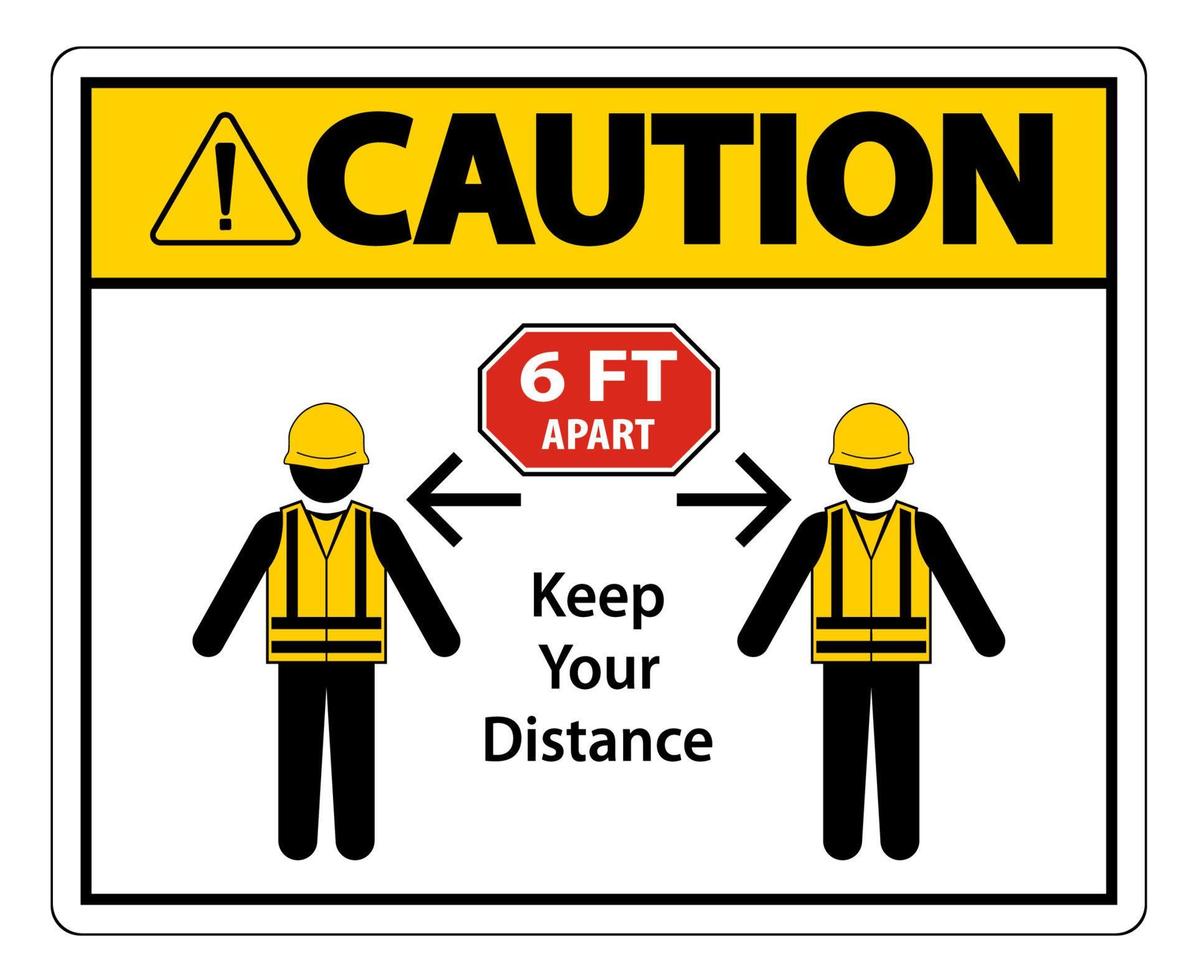 sinal de construção de distanciamento social cautela isolado no fundo branco, ilustração vetorial eps.10 vetor