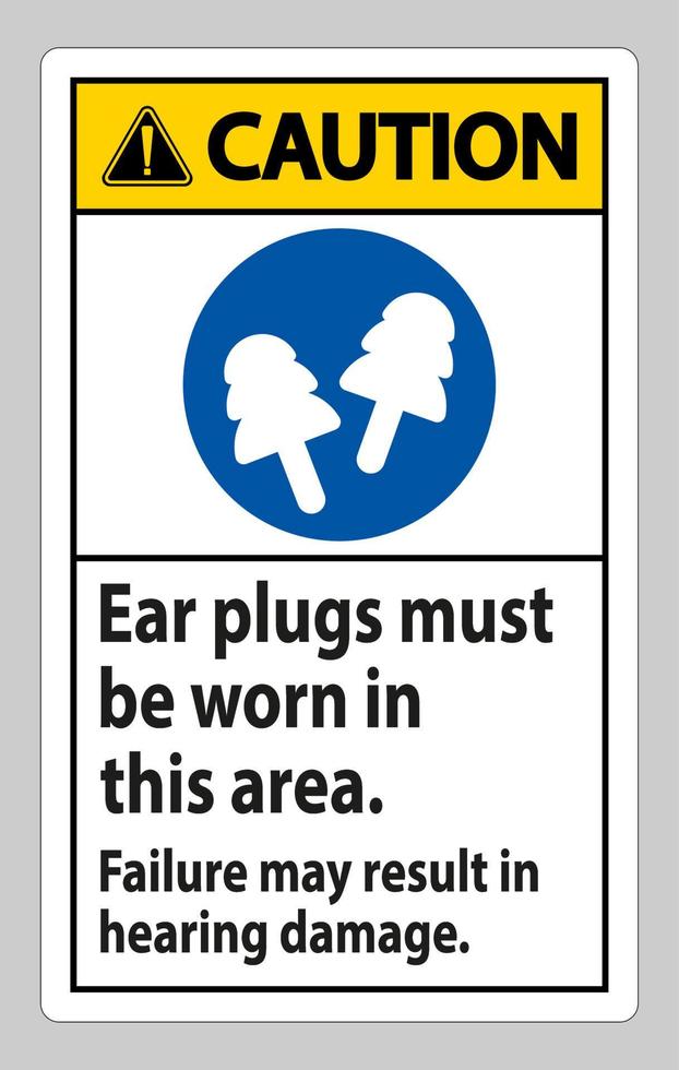 cuidado, sinal de que tampões de ouvido devem ser usados nesta área, a falha pode resultar em danos à audição vetor
