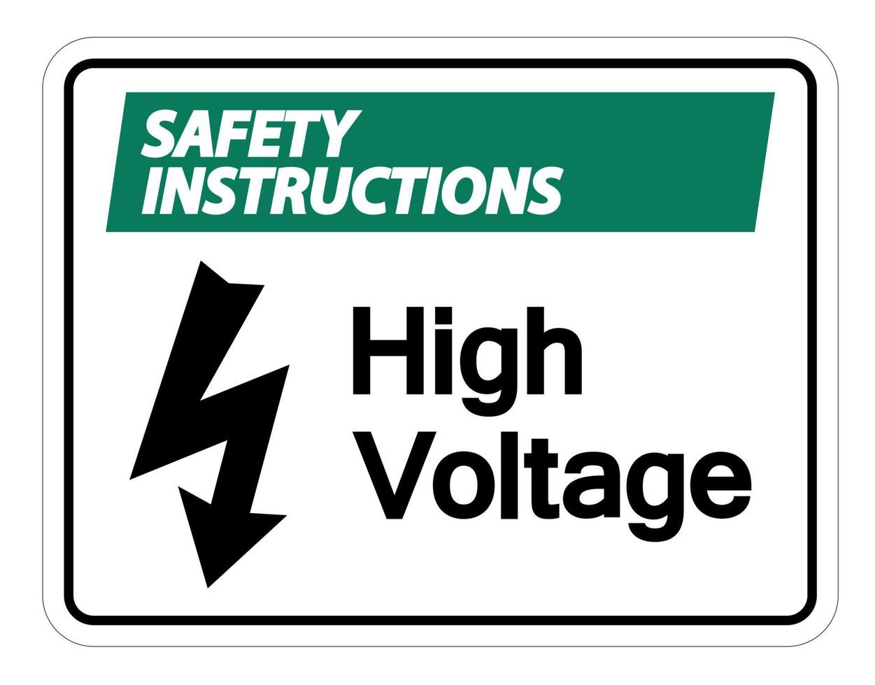 instruções de segurança sinal de alta tensão em fundo branco vetor