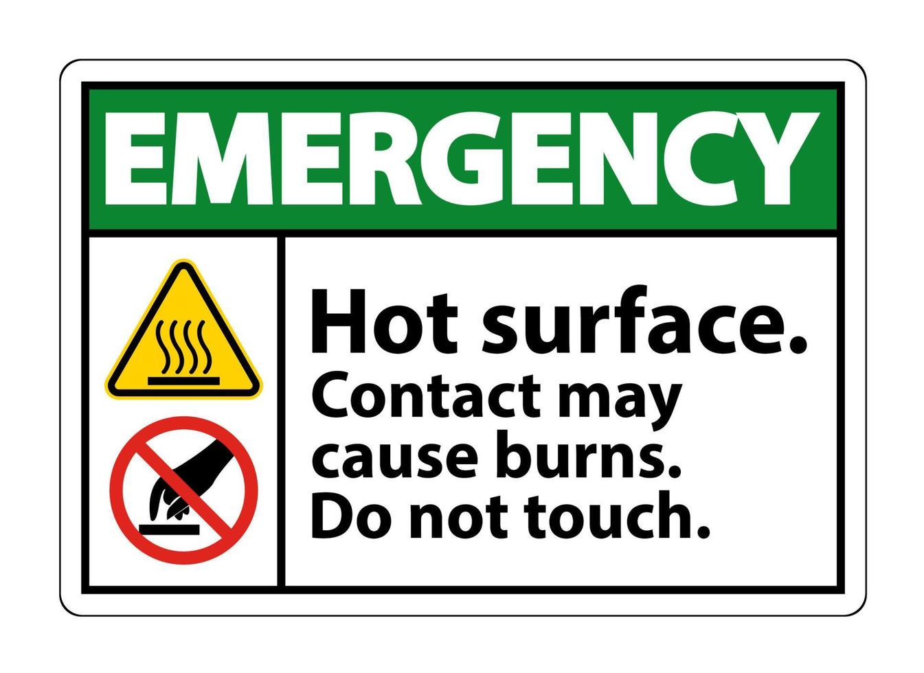 superfície quente de segurança não toque símbolo sinal isolado no fundo branco, ilustração vetorial vetor