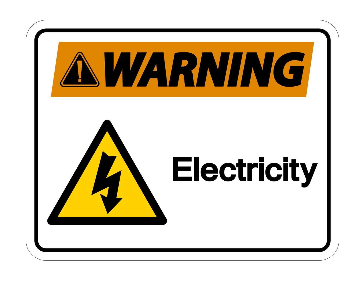 sinal de símbolo de eletricidade de aviso em fundo branco vetor