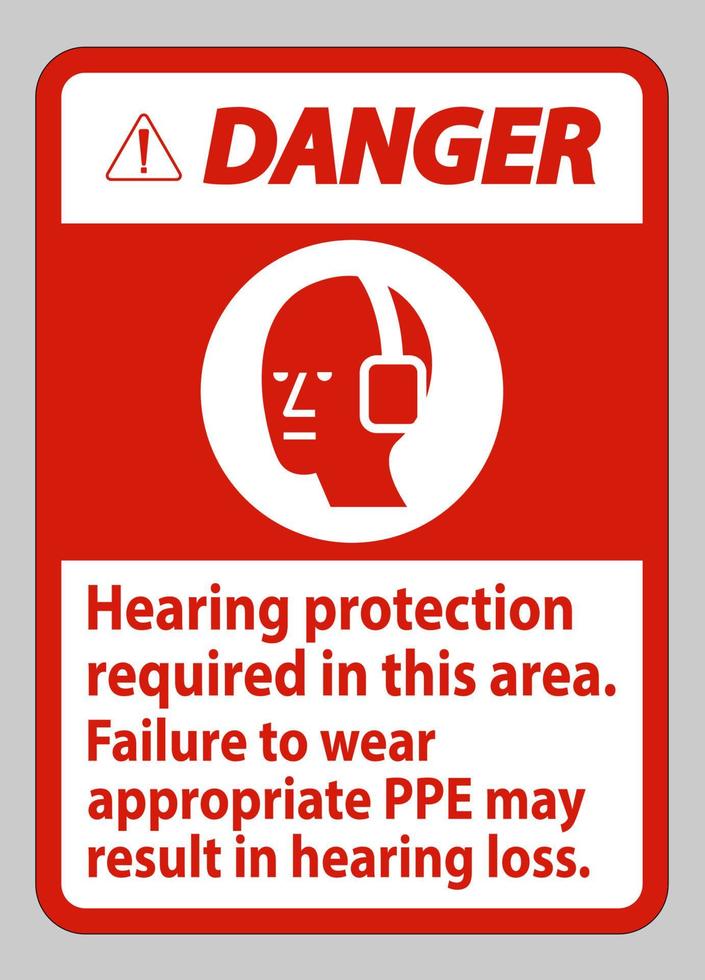 sinal de perigo proteção auditiva necessária nesta área, o não uso de equipamento adequado pode resultar em perda de audição vetor