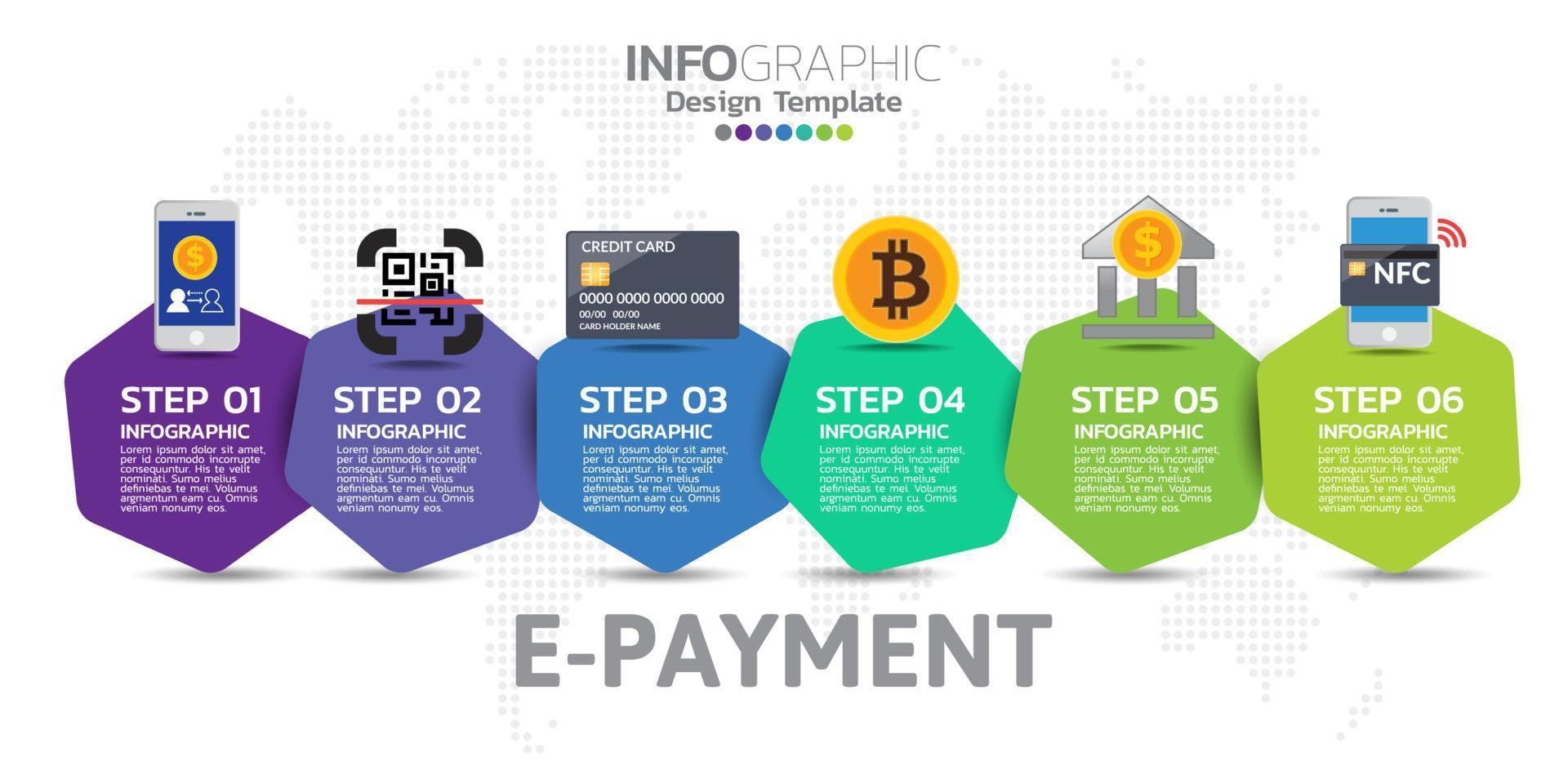 Modelo de design de infográfico para pagamento eletrônico com 8 opções vetor