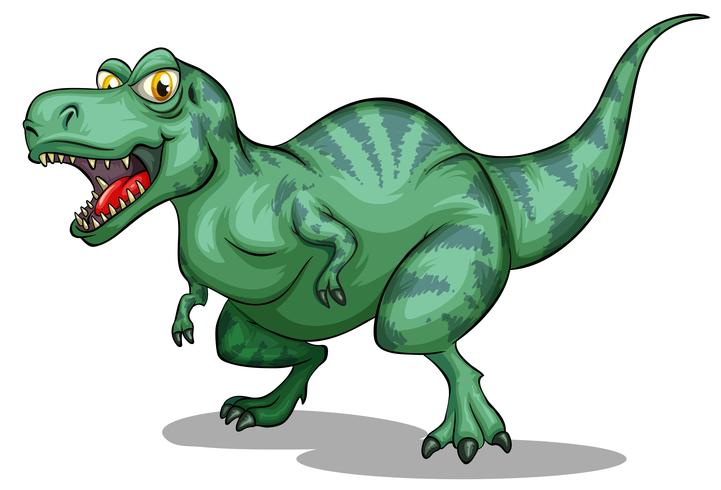 Tiranossauro verde rex com dentes afiados vetor