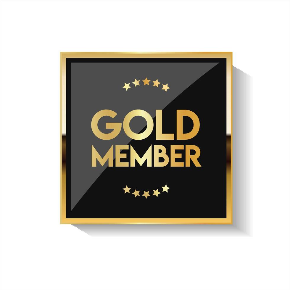 emblema dourado vip golden member retro design vetor