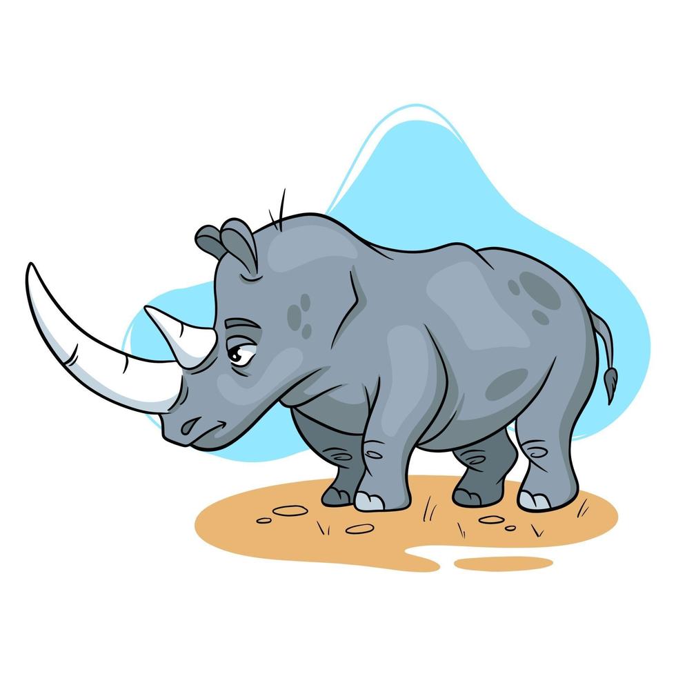 rinoceronte engraçado personagem animal no estilo cartoon. ilustração infantil. vetor