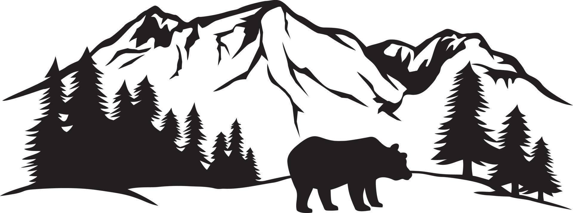 urso nas montanhas vetor