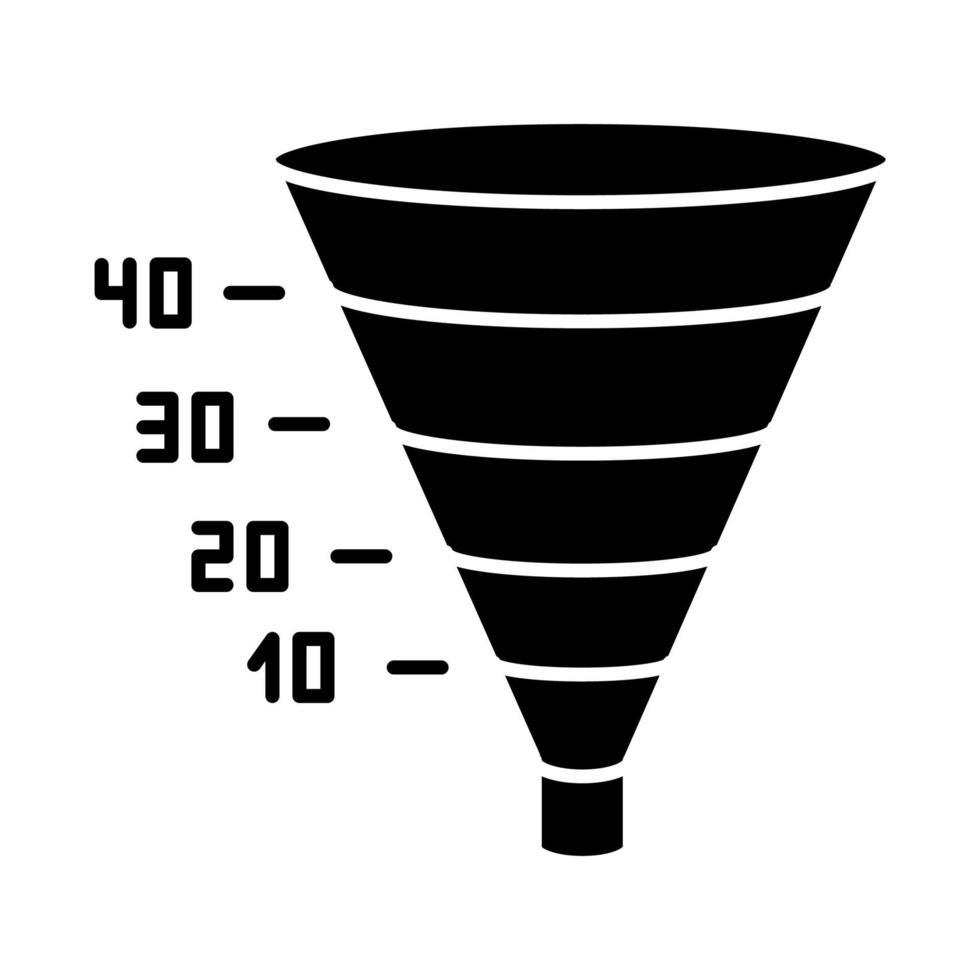 ícone de glifo de gráfico de funil vetor