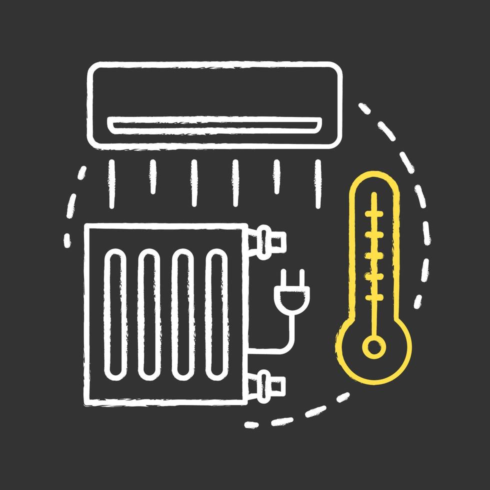 ícone do conceito de giz de gerenciamento de clima. ideia de gerenciamento de casa inteligente. tecnologia inovadora para apartamento. aquecimento e controle de temperatura do ar. ilustração vetorial isolada no quadro-negro vetor