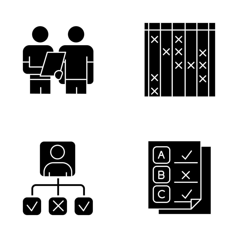 conjunto de ícones de glifo de pesquisa vetor