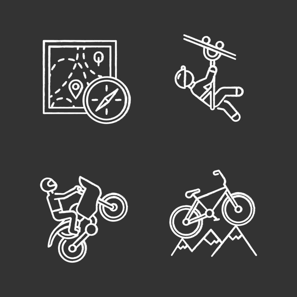 conjunto de ícones de giz para esportes radicais vetor