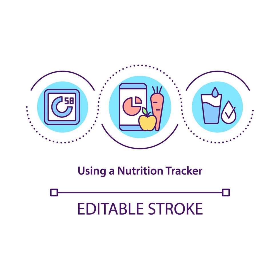 usando um ícone de conceito de rastreador de nutrição vetor