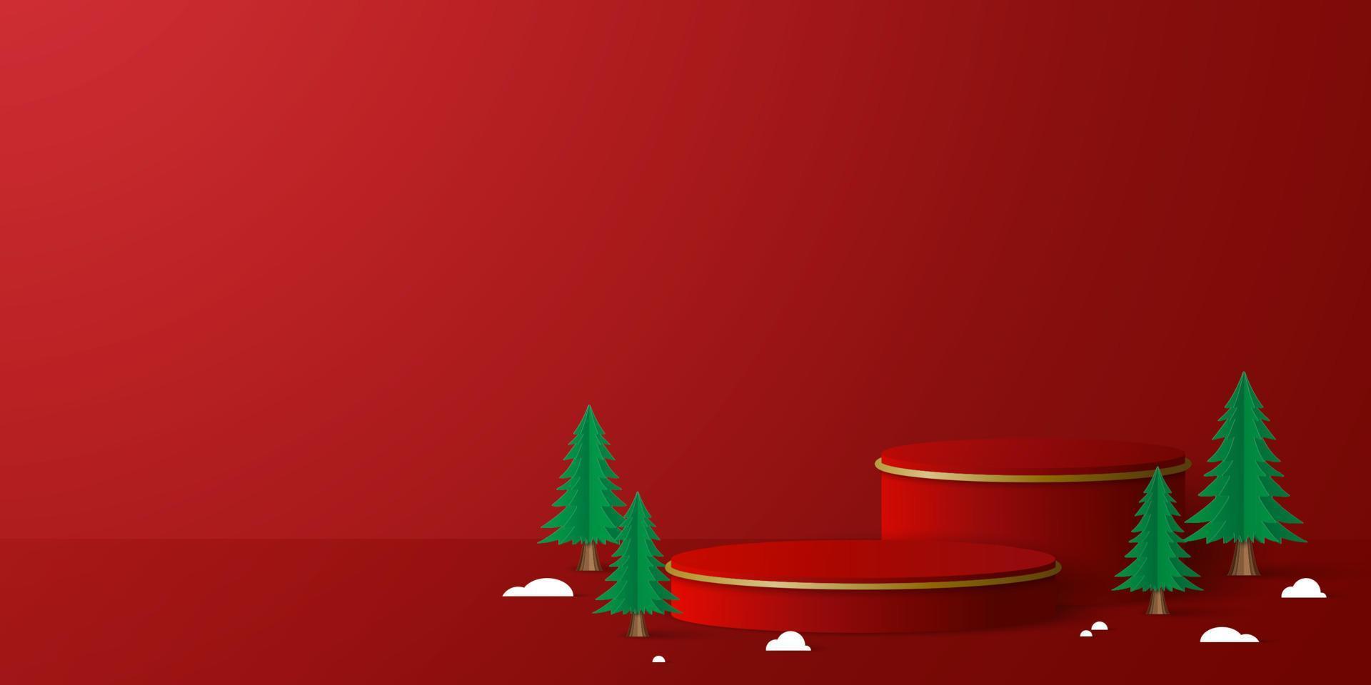 banner de natal do pódio 3d geométrico para publicidade de produtos vetor