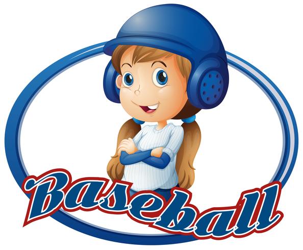 Menininha, em, equipamento baseball vetor