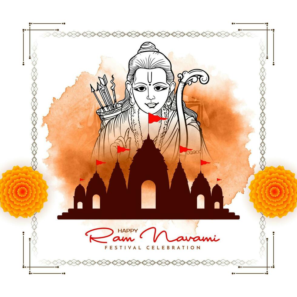 feliz RAM navami religioso hindu festival decorativo elegante cartão Projeto vetor