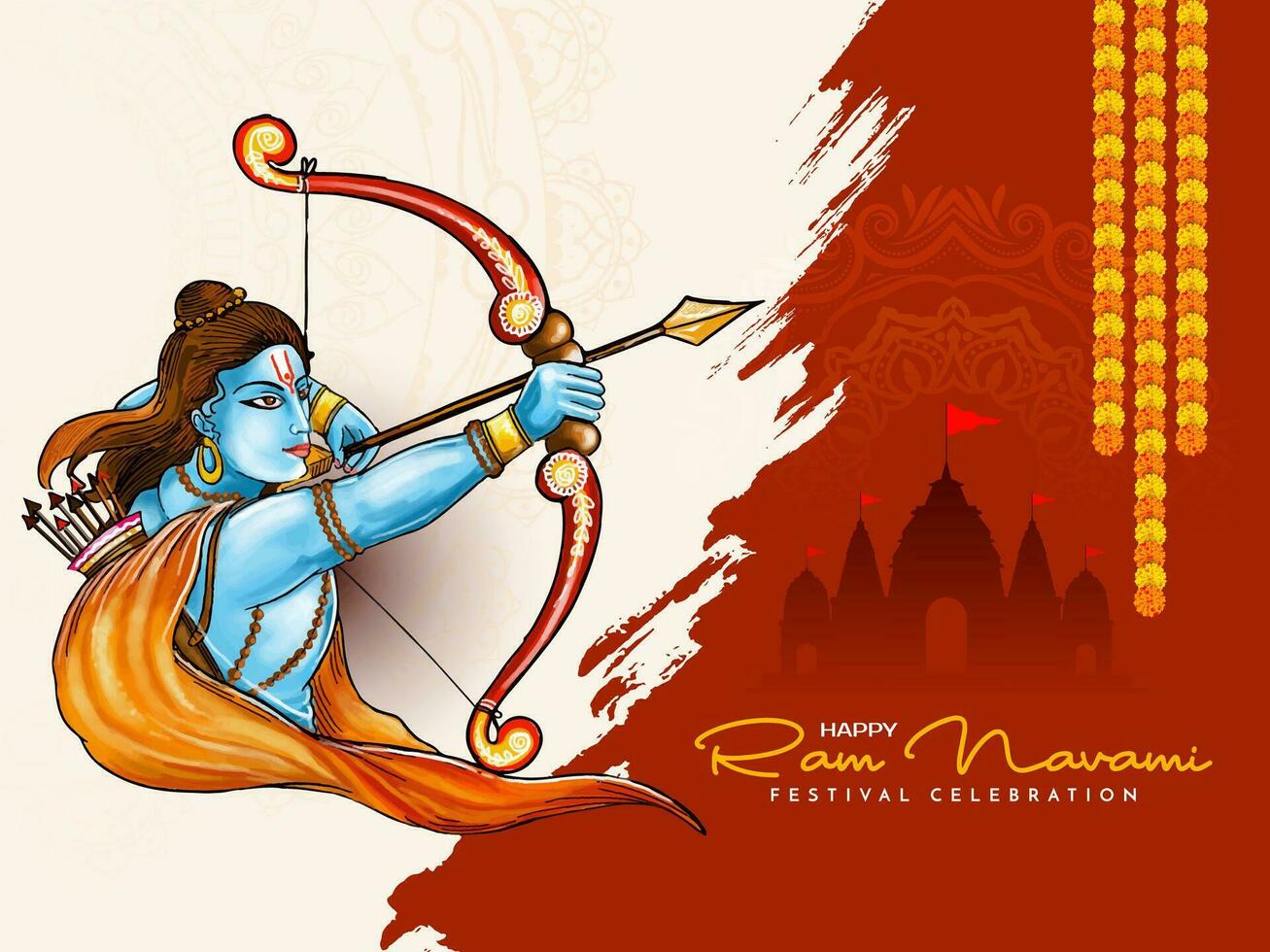 feliz RAM navami hindu festival celebração cartão Projeto vetor