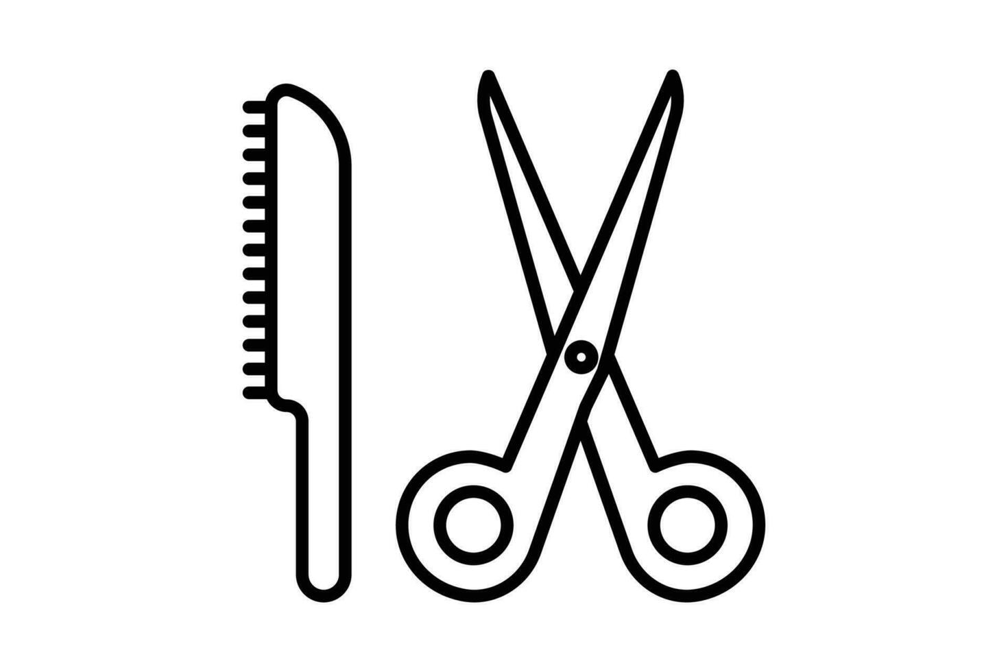 tesouras e pente ícone. ícone relacionado para inventar, cabeleireiro e estilo. linha ícone estilo. elemento ilustração vetor
