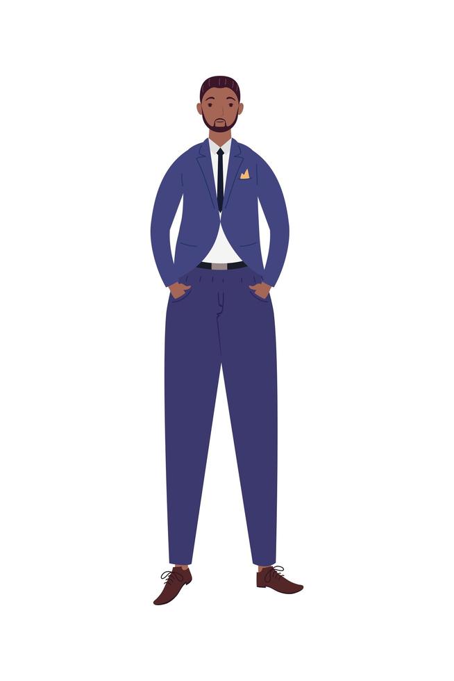 personagem de avatar jovem elegante empresário afro vetor