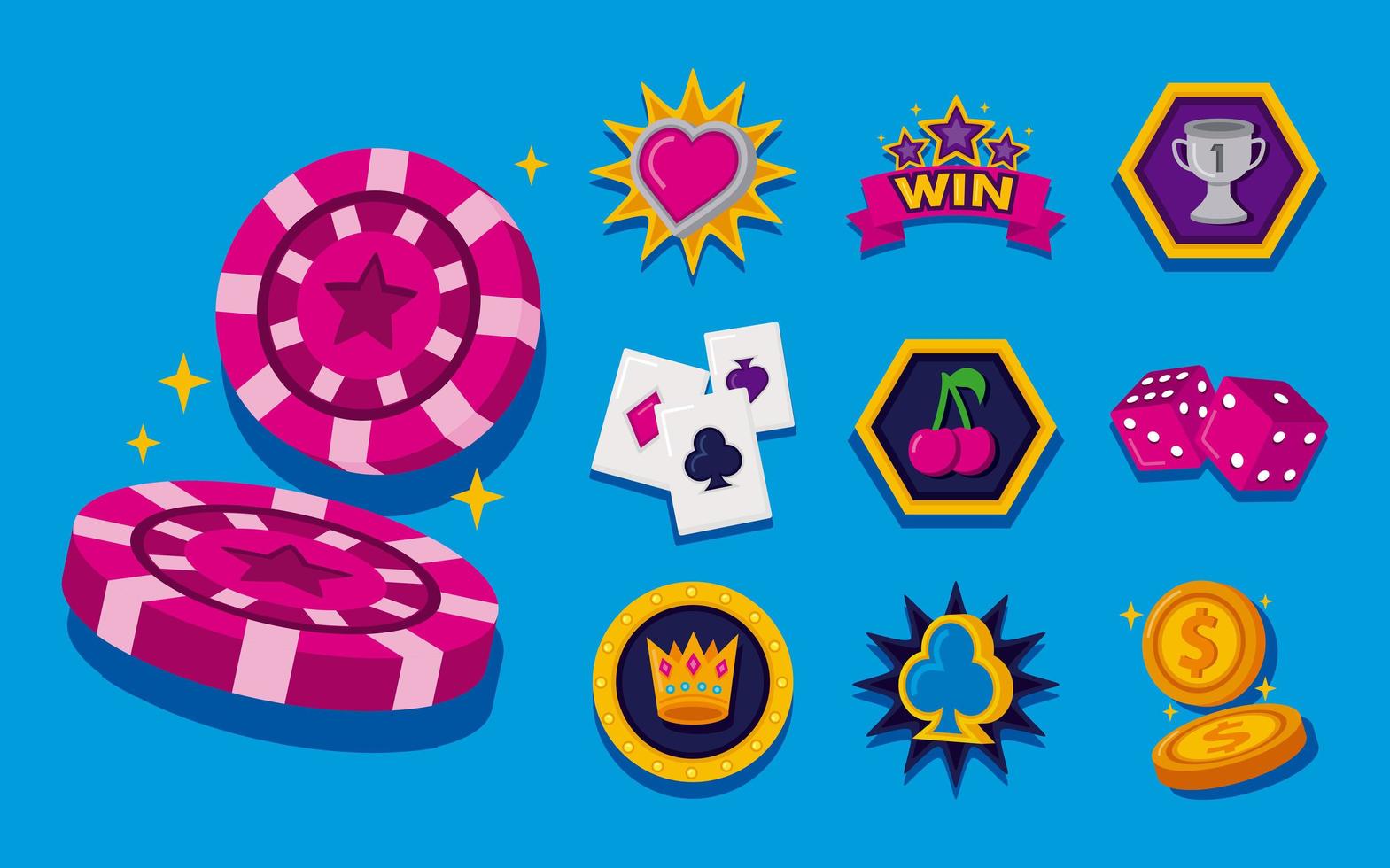 pacote de ícones de jogos de casino de slots vetor