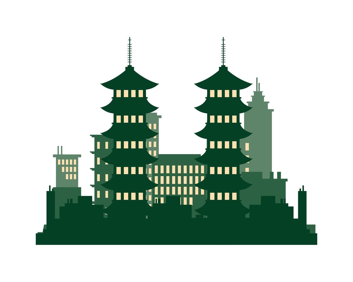 Ícone de silhueta da arquitetura da cidade de Guilin vetor