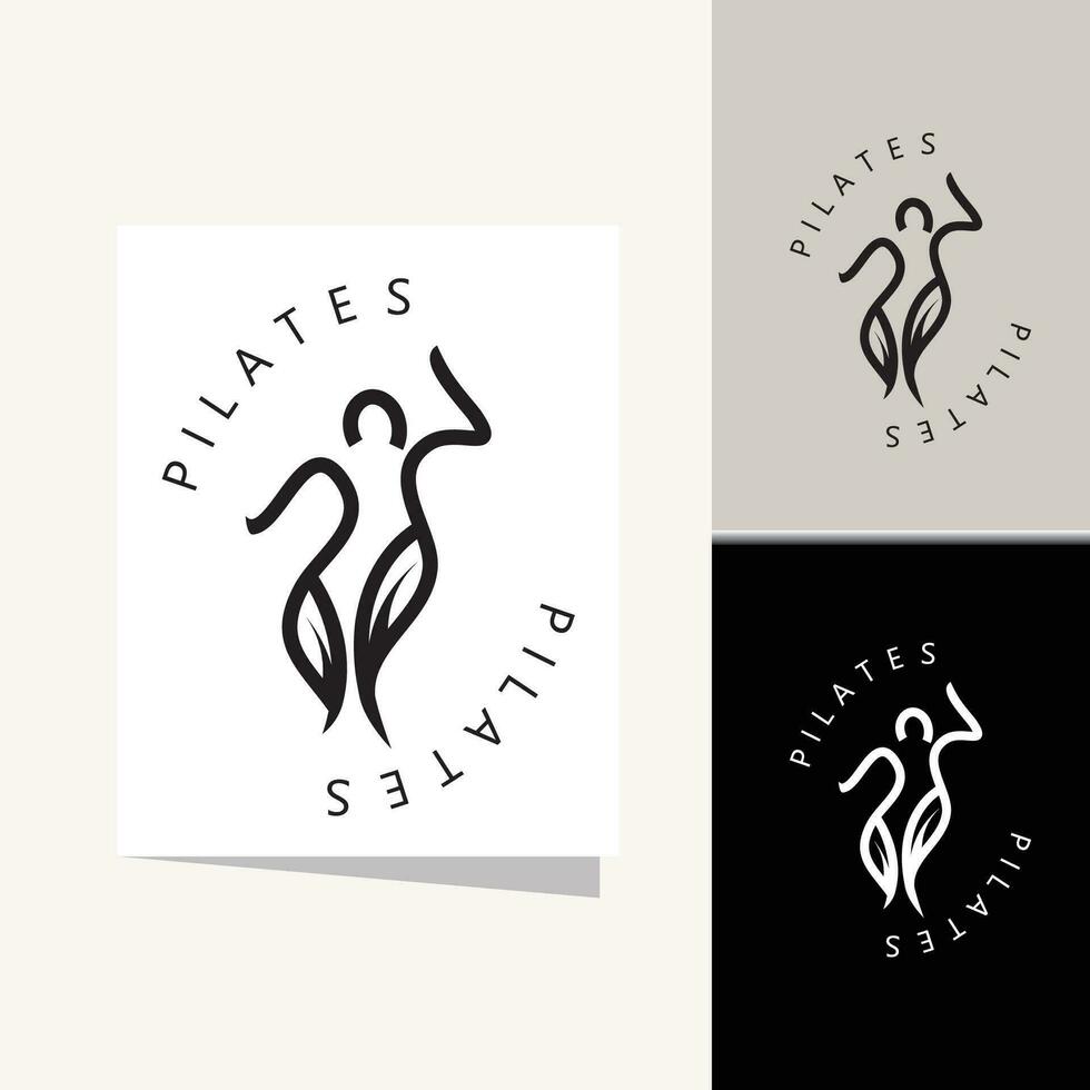 abstrato pilates logotipo, ioga identidade corpo Saldo vetor monoline Projeto modelo. bem estar estilo de vida