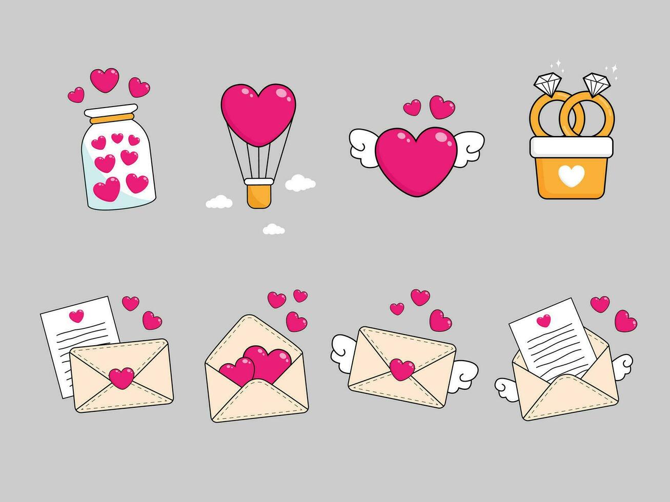 conjunto do ícones para amor coração dia dos namorados dia ou Casamento celebração festival vetor