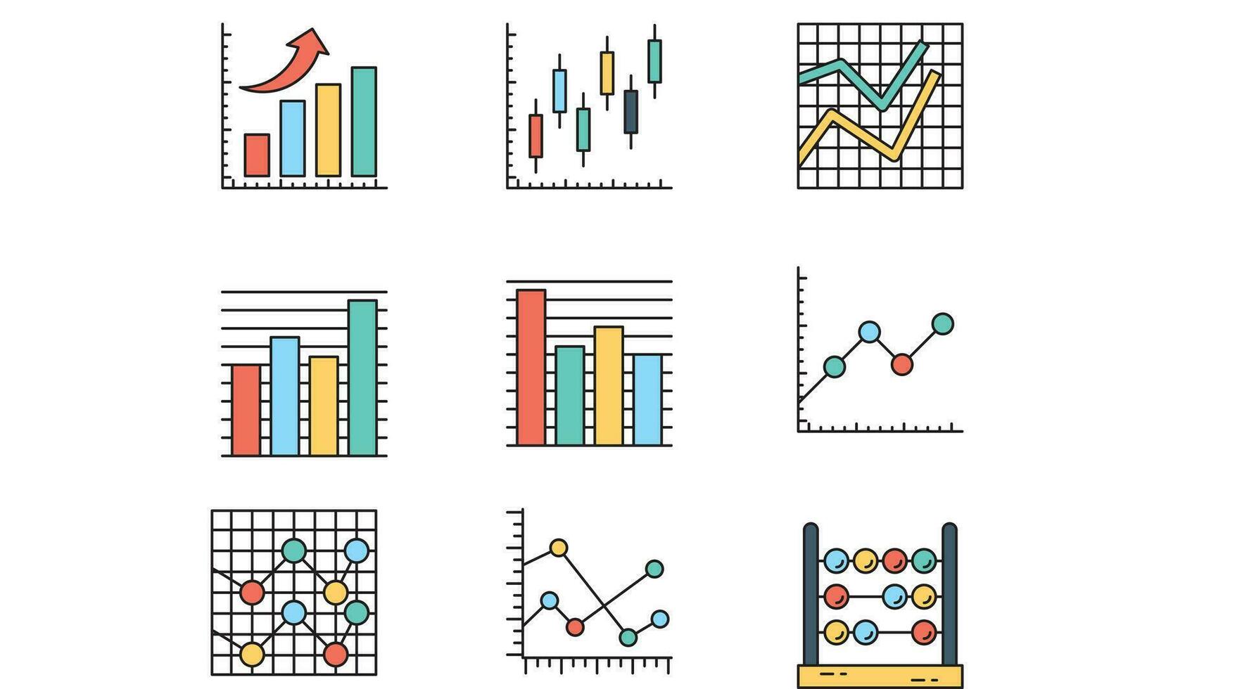 Estatisticas, bancário e investimento vetor ícone