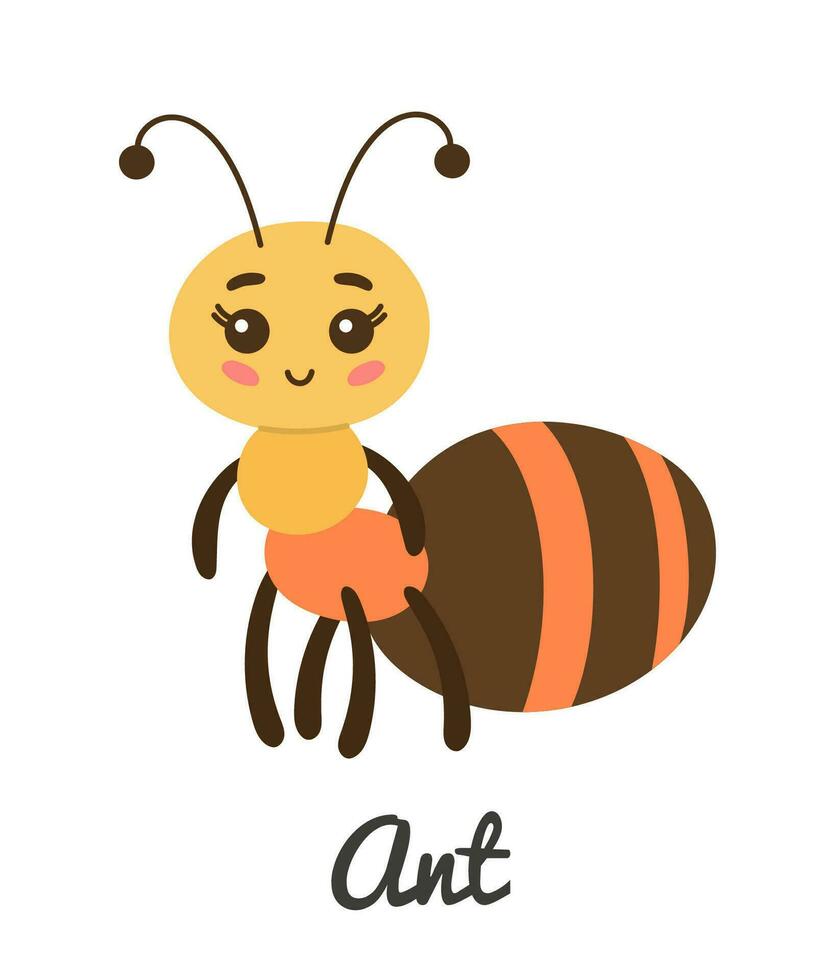 fofa desenho animado inseto formiga, vetor ilustração para crianças livro