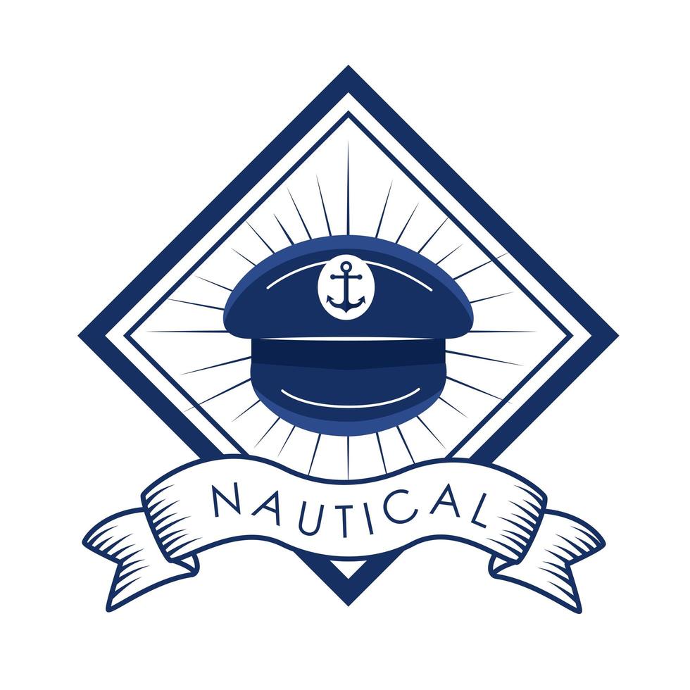 etiqueta náutica de chapéu vetor