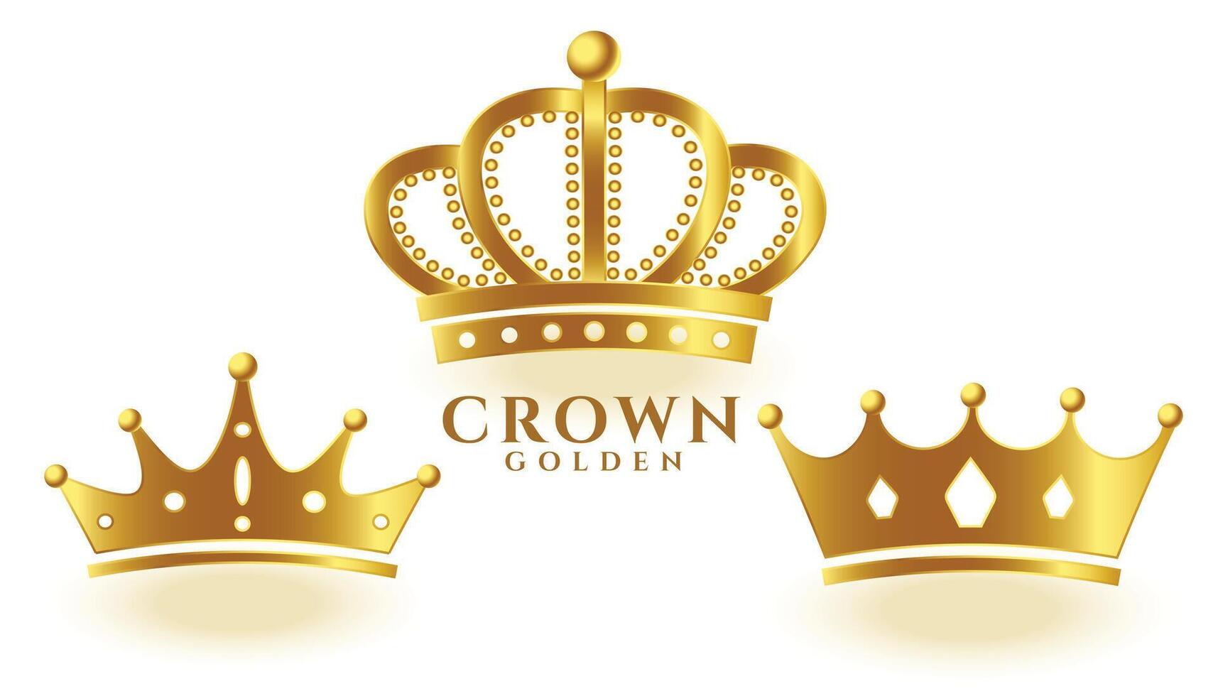 realista dourado coroa conjunto para rei ou rainha vetor