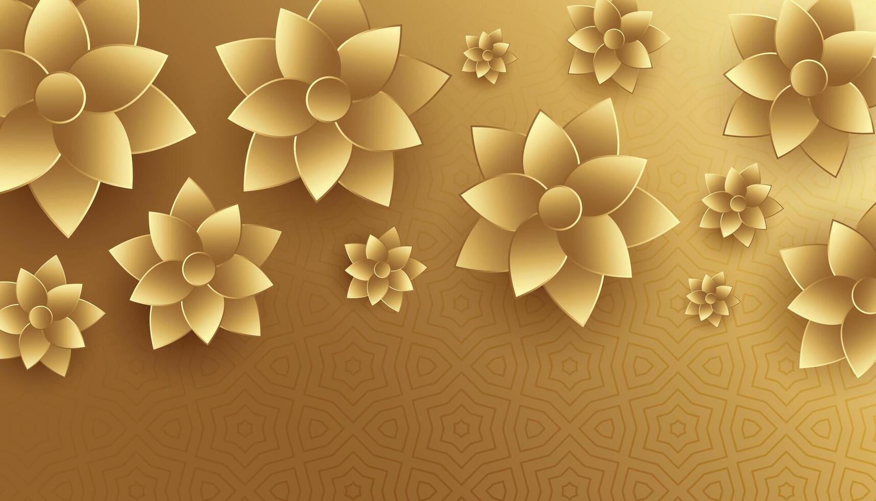 3d estilo dourado flores fundo Projeto vetor