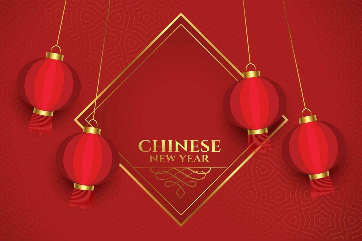 chinês Novo ano com tradicional lâmpadas em vermelho fundo vetor