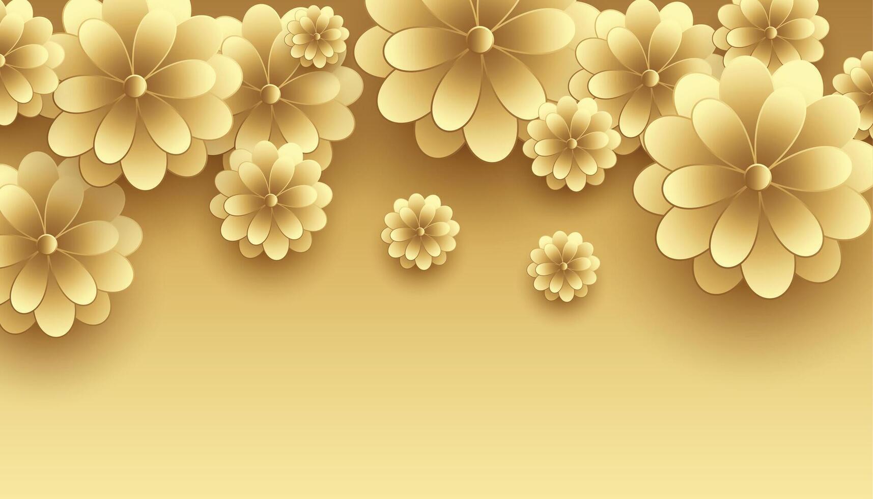 dourado 3d flores decorativo Prêmio fundo vetor